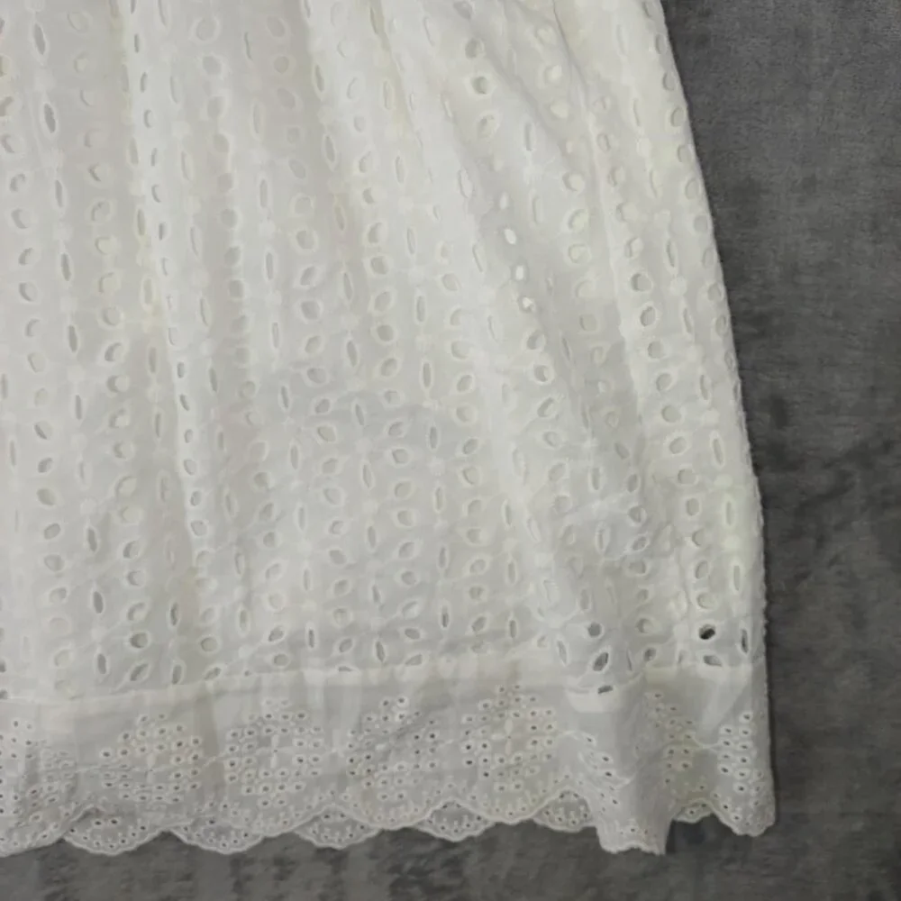 Unbranded Women's XS‎ White Summer Romper Eyelet Lace Scallop Hem Ruffle Sleeves